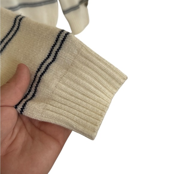 Madewell Collared Striped Sweater Navy/Cream Small Comfort - Picture 5 of 7